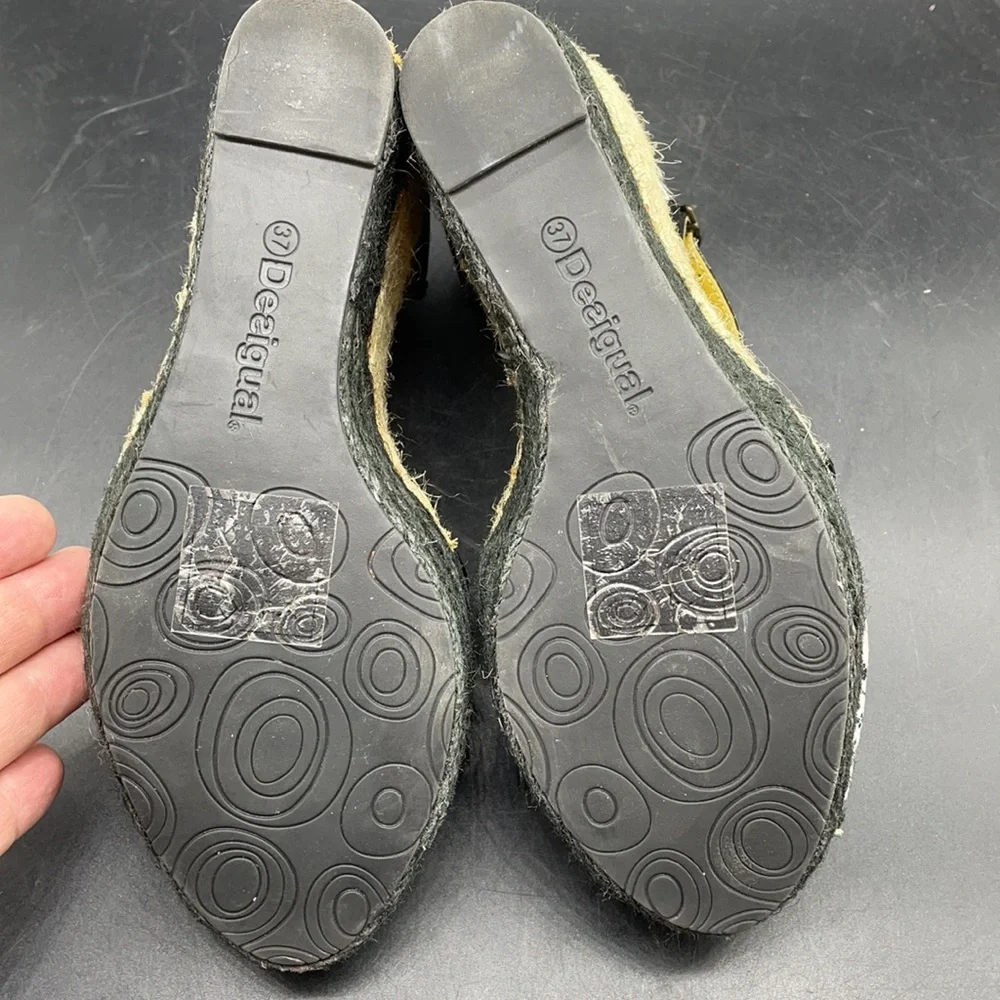 Desigual Black Wedge Peep Toe Sz 37